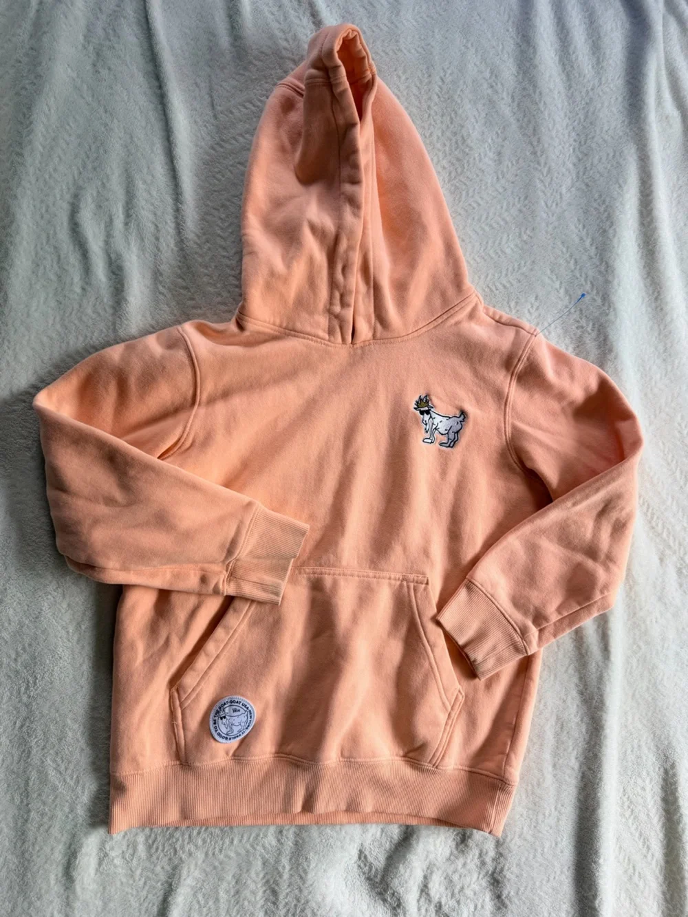 GOAT USA Peach Hoodie with Crowned Goat Patch - Size Youth XL